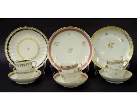New Hall - three tea bowls and coffee cups with saucers and dessert plates in pattern nos. 264, U760 and 155 (12)
