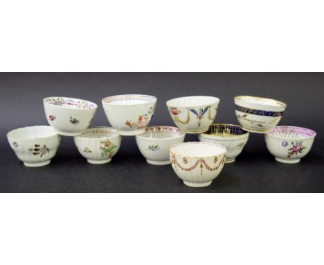 New Hall - ten tea bowls in pattern nos. U5, U76, U20, U33, 427, U64, U58, 172, 208 and 324 (10)