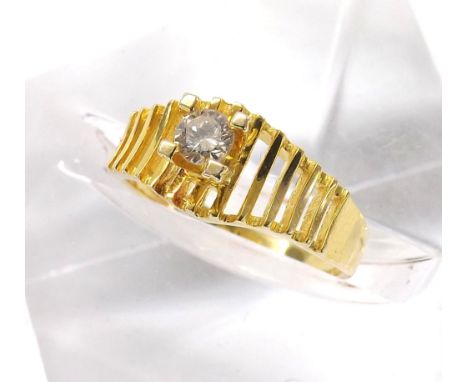 14ct high set diamond solitaire ring, round brilliant-cut, 0.20ct approx, clarity I1, colour J-K, ring size M (132138-6-A) 
