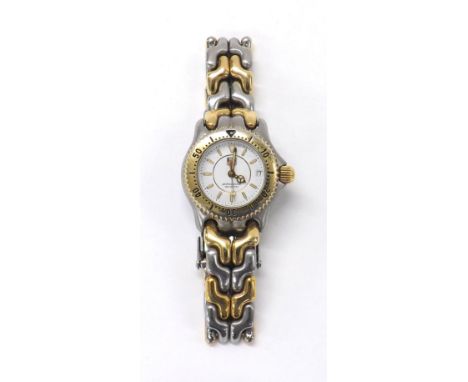 Tag Heuer SEL Professional 200m bi-colour lady's bracelet watch, ref. WG1422-0, white dial with date aperture and centre seco