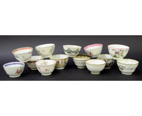 New Hall - thirteen tea bowls in pattern nos. 377, 130, 3, 753 (ex Geoffrey Fisk Collection), 177, U24, 249, U577, 789, 376, 