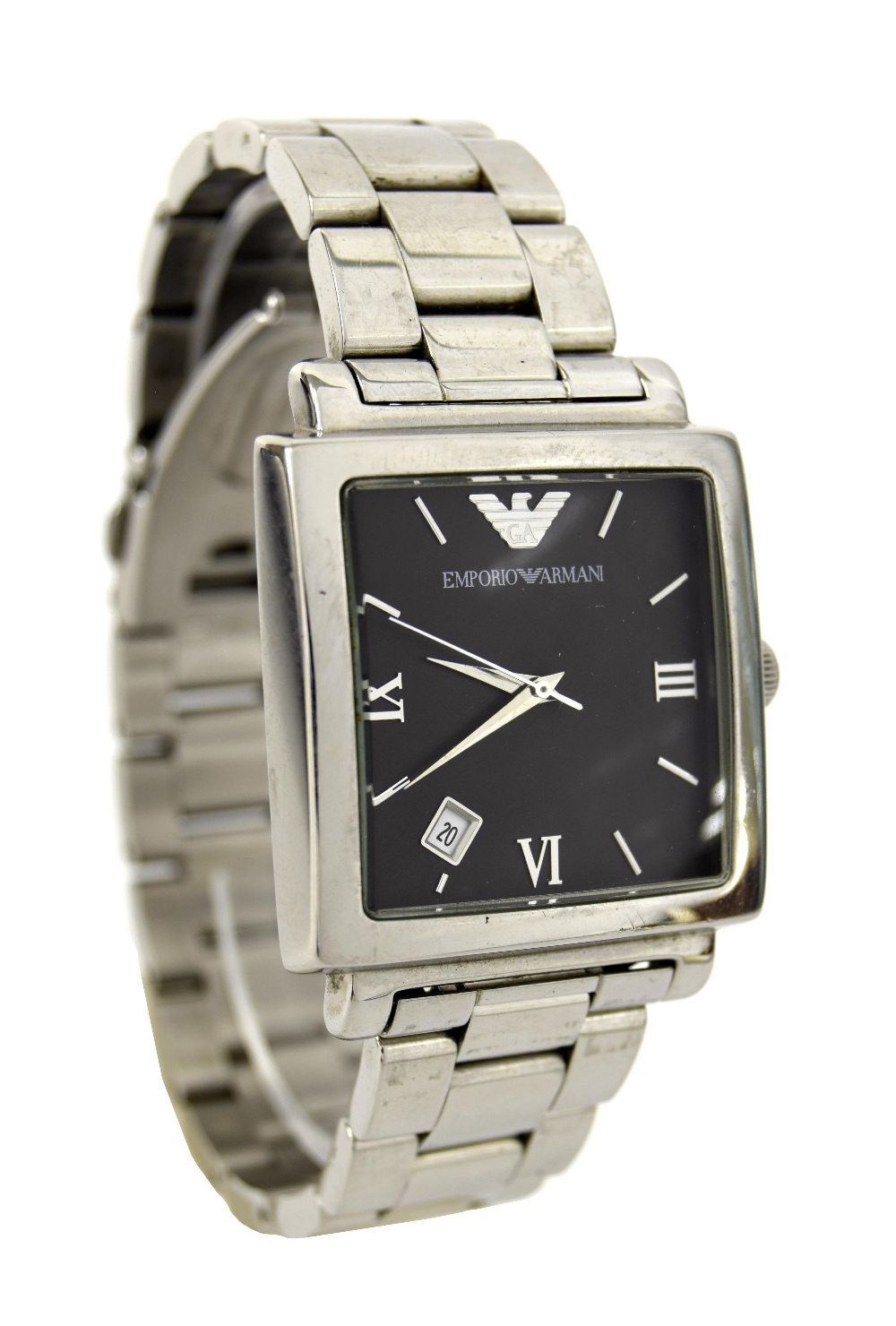 Emporio Armani square cased stainless steel gentleman's bracelet watch ...