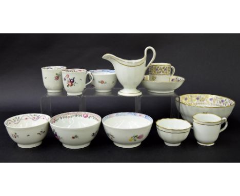 New Hall - four coffee cups/tea bowls and matching sugar basins in pattern nos. 172, 144, 593 and 339; also tea bowl, coffee 