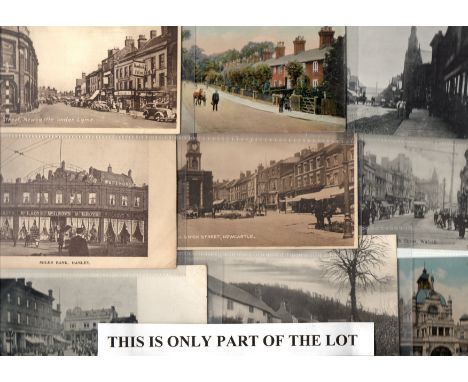 Staffordshire 21 cards street scenes, light rly., theatre, mill, etc Reserve: &pound;32