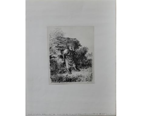 Weber, A. Paul. (Aus Igelhausen: Die Holzsammlerin) Getönte Lithographie von A. Paul Weber, gedruckt für die "Griffelkunst", 
