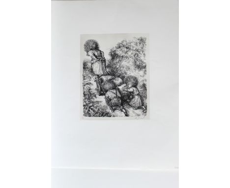 Weber, A. Paul. (Aus Igelhausen: Rübenfuhre) Getönte Lithographie von A. Paul Weber, gedruckt für die "Griffelkunst", (1980).
