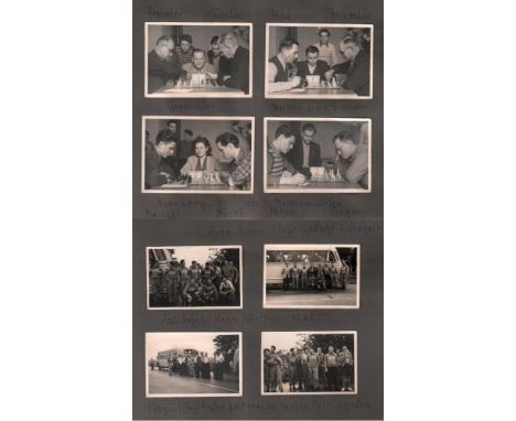 Foto. Fotoalbum mit montierten Fotos von unterschiedlichen Aktivitäten verschiedener Gehörlosen – Sportgruppen aus der Zeit v