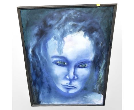 Contemporary School : Portrait of a lady, oil on canvas, initialled 'DNA' and dated '96, 89 cm x 70 cm.