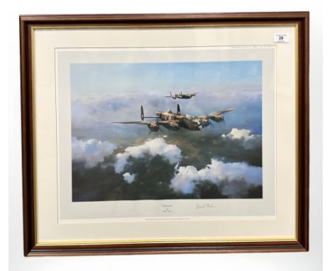 After Robert Taylor : Lancaster, signed first edition by Group Captain Leonard Cheshire VC DSO DFC, 53 cm x 44 cm