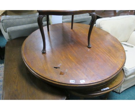 A VICTORIAN MAHOGANY POD TABLE, the oval top above a baluster column on tripod support with scroll toes,73cms x 118cms diamet