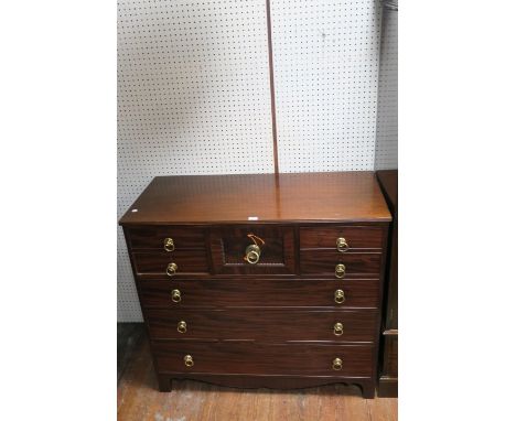 A MAHOGANY CHEST OF DRAWERS EARLY 20th CENTURY,  the rectangular top with reeded rim above four short drawers centred by one 