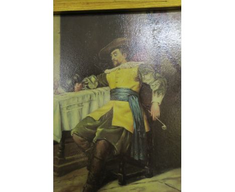 A TERRI   CAVALIERA coloured print of a cavalier seater gilt frame 24cms 