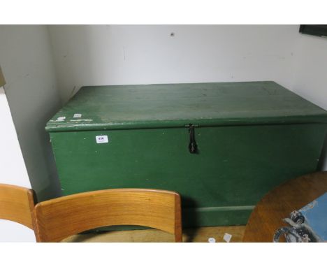 A GREEN PAINTED TRUNK, together with a pine trunk (2).