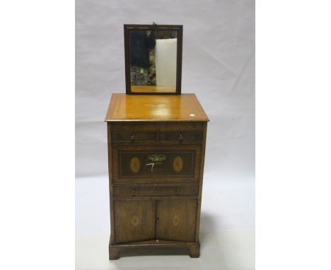A 19th CENTURY  MAHOGANY AND SATINWOOD CROSSBANDED DRESSING CHEST, the rectangular top with sliding  mirror, above two short 