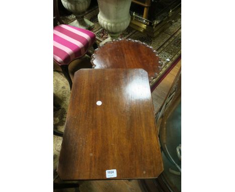 A MAHOGANY PIE-CRUST WINE TABLE, together with a mahogany rectangular top occassional table on tripod  support, (2).