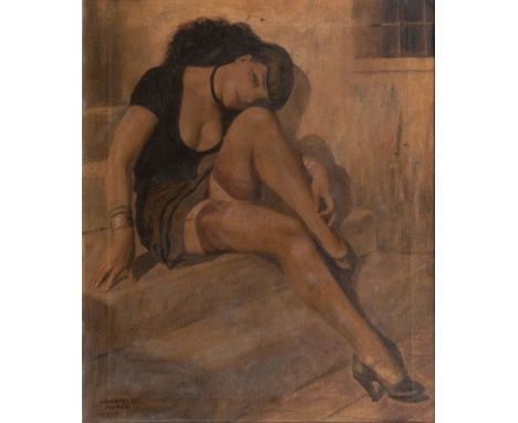   Marcel René von Herrfeldt  (Paris 1889 - München 1965)  Pin-Up-Girl  Öl/Lw., 60 x 50 cm, l. u. sign. Herrfeldt Munich, vers