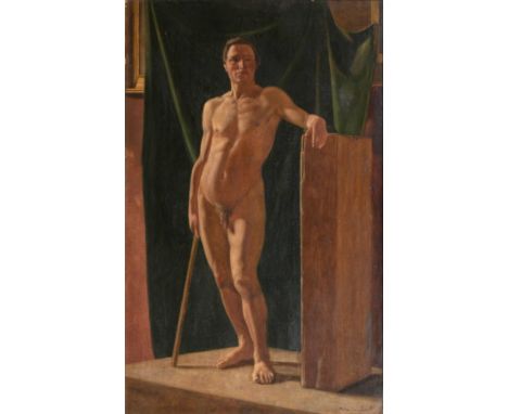   Constantin Hansen  (Rom 1804 - Kopenhagen 1880)  Stehender Akt  Öl/Lw., 61,5 x 39 cm, r. u. sign. Constantin H. - Provenien
