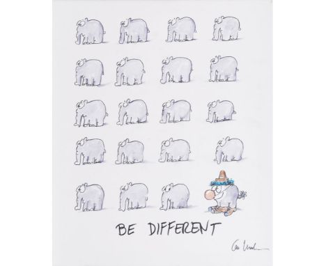   Otto Waalkes  (Emden 1948)  Be different  Unikat. Acryl und Filzstift/Lw., 60 x 50 cm, r. u. sign. Otto Waalkes. - Einer de
