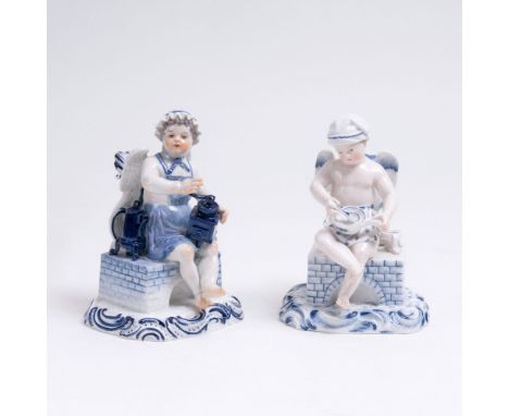   Ernst August Leuteritz  (Meissen 1818 - Meissen 1893)  Paar Genrefiguren 'Amor als Koch bzw. Köchin'  Meissen, die Modelle 