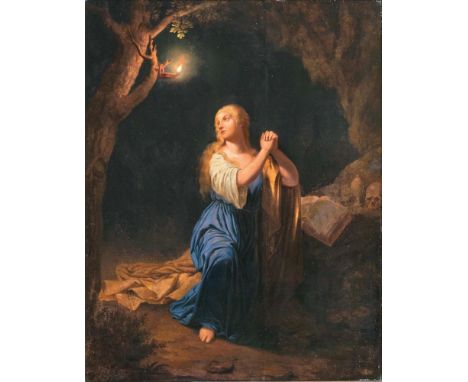   Adriaen van der Werff  (Kralingen 1659 - Rotterdam 1722), Nachfolge  Büßende Magdalena  18. Jh., Öl/Holz, 56 x 44 cm, etwas