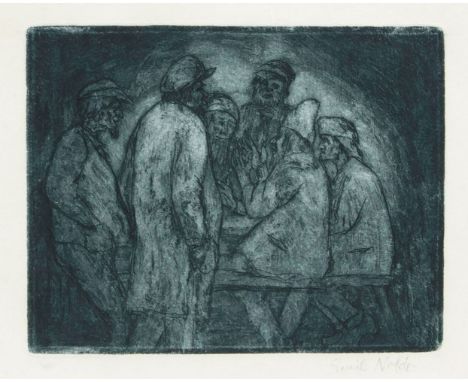   Emil Nolde  (Nolde 1867 - Seebüll 1956)  Tischgesellschaft  1906, Radierung, 15 x 19 cm, r. u. mit Bleistift sign. Emil Nol