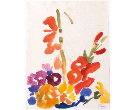   Siegward Sprotte  (Potsdam 1913 - Kampen/Sylt 2004)  Bunte Blumen  Gouache/Japan, 62 x 45,5 cm, r. u. sign. und dat. S. Spr