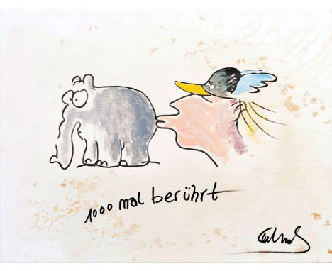   Otto Waalkes  (Emden 1948)  1000 Mal berührt  Unikat. Acryl/Lw., 45,5 x 59 cm, r. u. sign. Otto Waalkes. - Einer der bekann