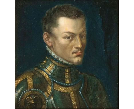   Antonis Mor  (Utrecht 1516 - Antwerpen 1576), Umkreis  Wilhelm I. von Oranien  Öl/Kupfer, 14,5 x 12,5 cm, min. rest. - Nied