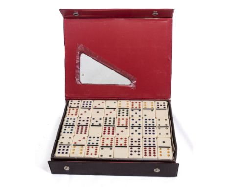 Unusual box of double 12 dominoes