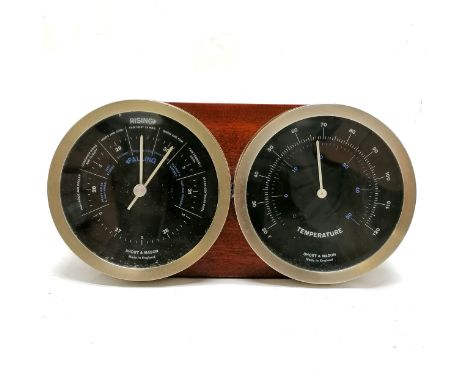 Short &amp; Mason vintage barometer / thermometer mounted in zebrawood made by Kenneth Grange - 24cm across &amp; has evidenc