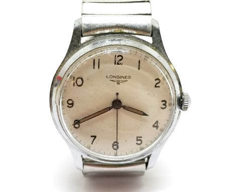 Gents Longines vintage wristwatch with stainless steel back &amp; chromed front - 32mm case &amp; for spares / repairs 