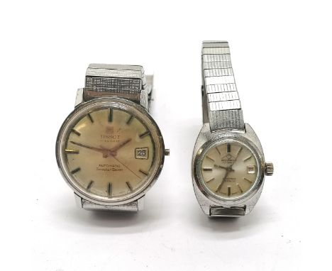 Gents Tissot automatic Seastar 7 watch (32mm case &amp; lacks winder) t/w ladies Mondaine automatic watch - both a/f for spar