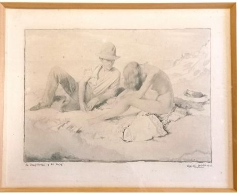 Framed print (dated 1910) of The Draughtsman & his model by Major Sir William Newenham Montague Orpen KBE (1878–1931) ~ frame
