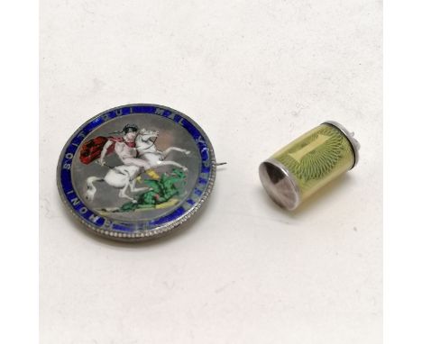 1820 George IV enamel crown coin brooch (slight losses to enamel) t/w unmarked silver £1 coin charm 