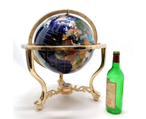 Large inlaid stone globe on stand complete with compass to base - 50cm high ~ slight pitting to top of stand - SOLD IN AID OF