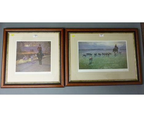 'Setting Off' and 'Going Away', two Malcolm Coward limited edition Hunting prints signed and numbered 232/500 & 362/500 in pe
