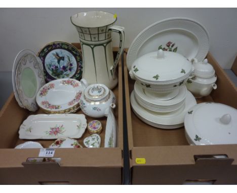 Wedgwood 'Edme - Moss Rose' dinnerware and teapot, Royal Doulton 'Kyle' pattern jug, trinket boxes and other decorative china