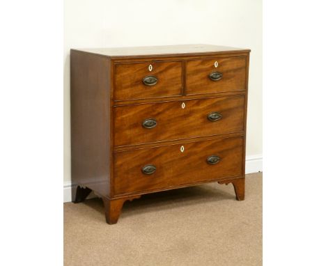 Early 19th century mahogany chest fitted with two short and two long drawers, raised on bracket feet, W93cm, H91cm, D50cm