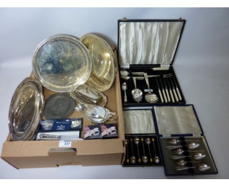 Art Nouveau period pewter plate decorated with the portrait of a woman in profile, Unity silver-plated afternoon tea set (cas