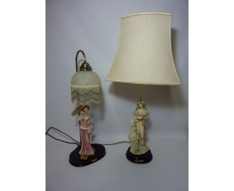 Capodimonte figural table lamp with shade H78cm  and one other similar (2)  (This item is PAT tested - 5 day warranty from da