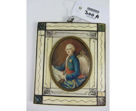 Portrait of an Royal Aristocrat, late 19th century continental oval miniature on ivory indistinctly signed 9cm x 6.5cm in bon