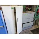 LOT OF 2 METAL FILING CABINETS AND 1 METAL SHELF