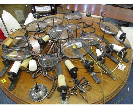 Mixed lighting to include wrought steel wall lights