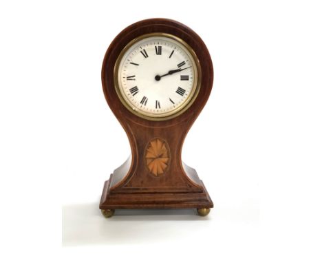 An Edwardian inlaid Mantle Clock with key