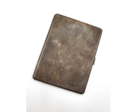 A silver machine turned calling card case, makers marks rubbed. London 1936.Presented in a good, both hinges work correctly a