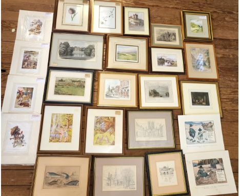 A collection of nineteen vintage prints, framed and glazed including a six further prints, mounted. (sizes from 25cm x 20cm t