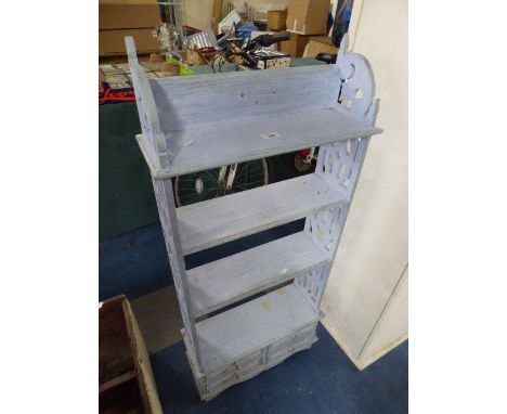 A Painted Four Shelf Kitchen Unit with Four Drawers to Base and Pierced Sides, 47cm Wide 112cm high