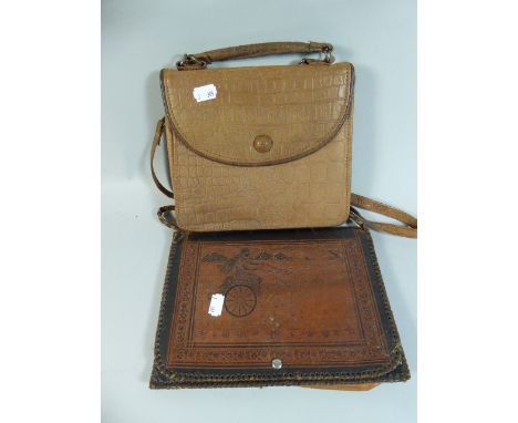 A Vintage Ladies Handbag and a Tooled Leather Bag 