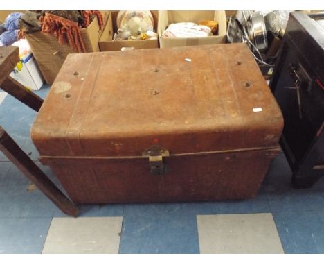 A Scumble Glazed Metal Trunk, 74cm Long