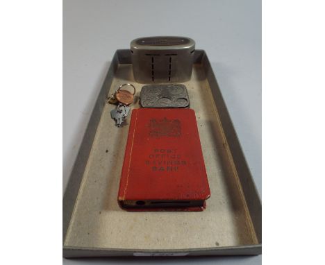 Two Vintage Savings Boxes and a Coin Container 